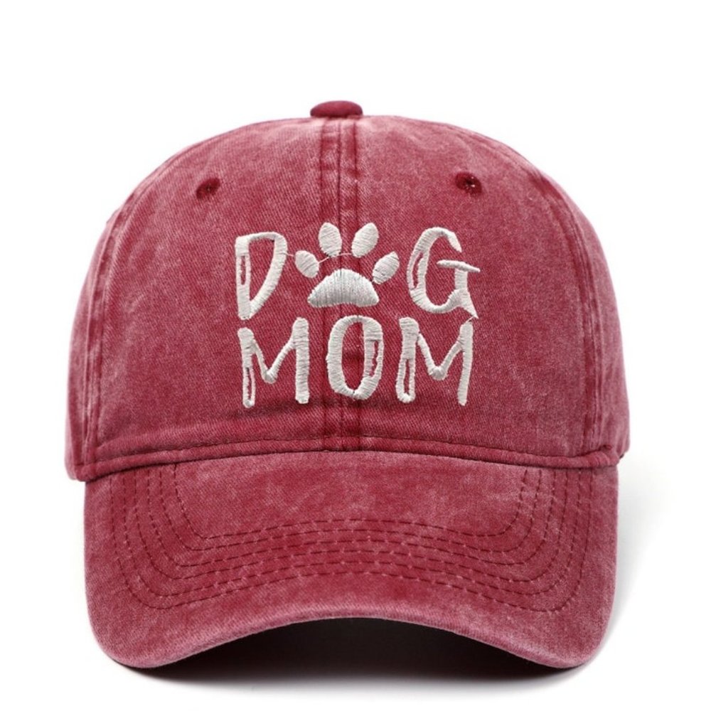 Dog Mom Embroidered Cotton Baseball Hat - 100% Cotton Vintage Baseball Cap - Adj